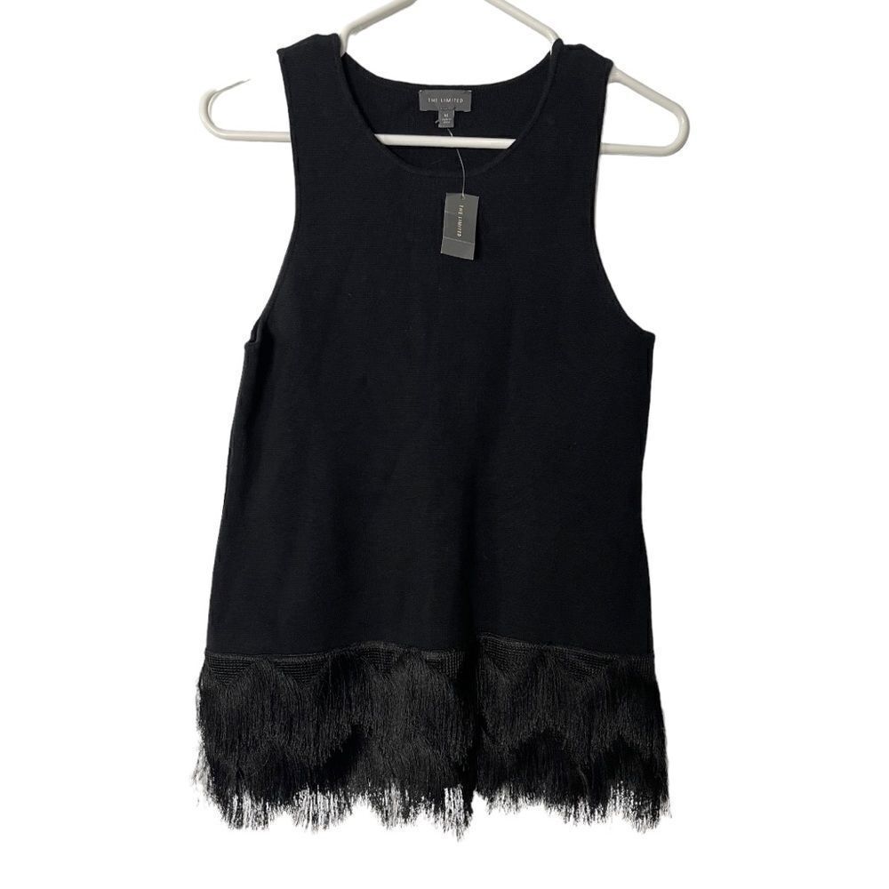 fringe bottom flapper black tank top